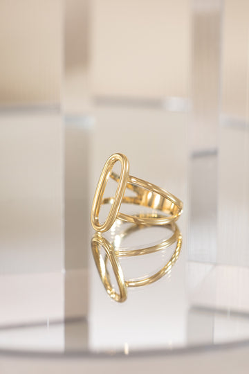 Anel Aro Alongado ouro 18k